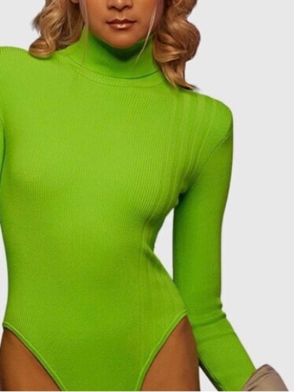 NWT Adidas Ivy Park Long Sleeve Turtleneck Neon Green Bodysuit Body Suit size S